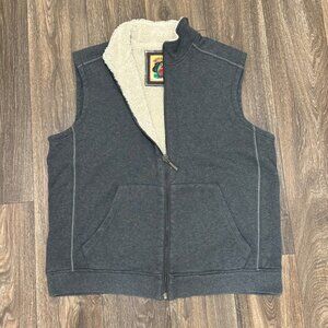 Tommy Bahama Relax Sherpa Lined Fleece Vest Men's XL Gray Outerwear Soft Y2K 00s